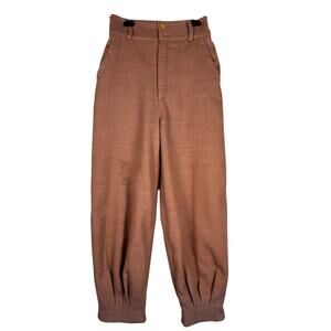 🤎 Free People Brown High-Rise Pleated Tapered Pants | Size 2